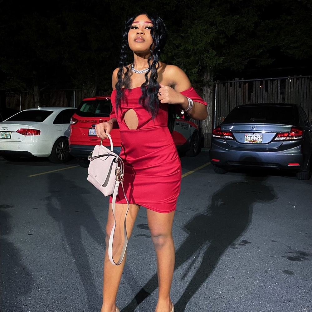Red mini party dress